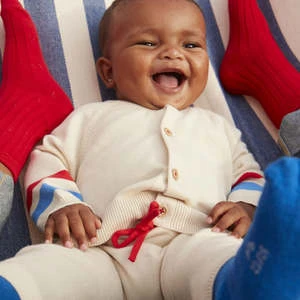 Petit BateauKids Petit Bateau Baby Two Piece Set Cream With Stripes - Multi