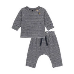 Petit BateauKids Petit Bateau Baby Two Piece Set - Vintage Navy Blue Stripes