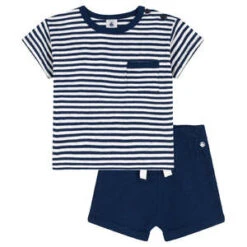 Petit BateauKids Petit Bateau Two Piece Shorts Set - Navy Blue Stripes