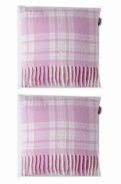 Bronte By DesignKids Pink Merino Lambswool Mini Set Of 2 Cushions - Pink/white