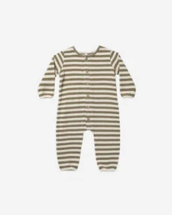 Rylee + CruKids Rylee & Cru Long Sleeve Jumpsuit - Moss Stripe