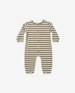 Rylee + CruKids Rylee & Cru Long Sleeve Jumpsuit - Moss Stripe