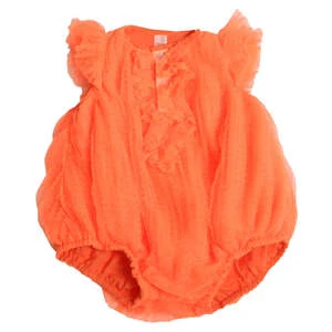 TiA CiBANiKids Tia Cibani Florence Pleated Romper - Cone Orange - Image 3