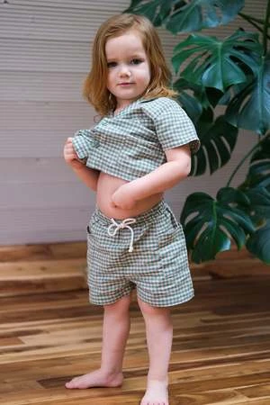 Bebe Organickids Bebe Organic Uma Shorts - Green Gingham