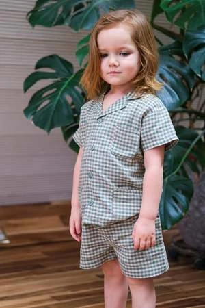 Bebe Organickids Bebe Organic Uma Shorts - Green Gingham - Image 4