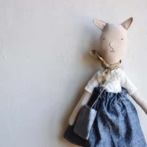 Woolgrass FarmKids Woolgrass Farm Mae The Barn Cat Doll Chambray Skirt