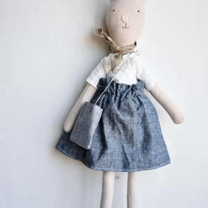 Woolgrass FarmKids Woolgrass Farm Mae The Barn Cat Doll Chambray Skirt - Image 4