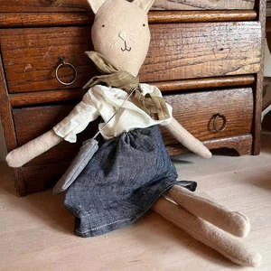Woolgrass FarmKids Woolgrass Farm Mae The Barn Cat Doll Chambray Skirt - Image 5