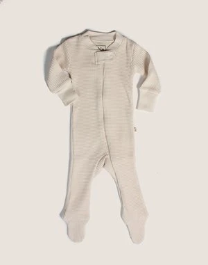 Noblekids Noble Organic Waffle Footie Sleeper - Oat Milk - Image 2