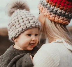 Mischa LampertKids Mischa Lampert Beanie With Xl Pom - Pewter/taupe